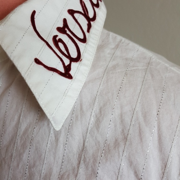 Versace Tops - VERSACE 80s TINY FIT GRAFFITI SPELL OUT BUTTON-UP